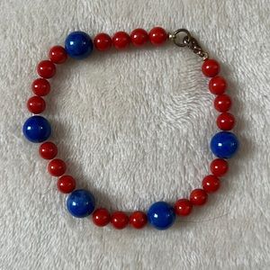Vintage bead bracelet coral lapis